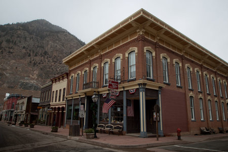 Winter on Main Street of Georgetown, Colorado.のeditorial素材