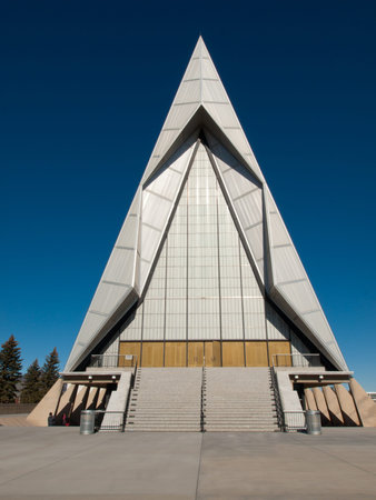Exterior of Air Force Chapel in Colorado Springs, Colorado.のeditorial素材