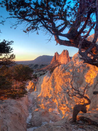 Sunrise at Garden of the Gods Rock Formation in Colorado.の写真素材