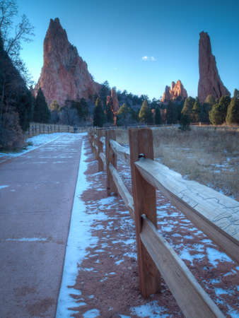 Sunrise at Garden of the Gods Rock Formation in Colorado.の写真素材