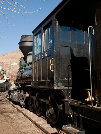 Rio Grande Western 683 locomotive is decorated for Christmas. This is the oldest operating...