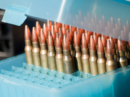 Row of bullets in the box.の写真素材