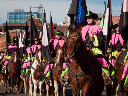 The 2012 National Western Stock Show Parade, travels up 17 Street in downtown Denver, Colorado.のeditorial素材