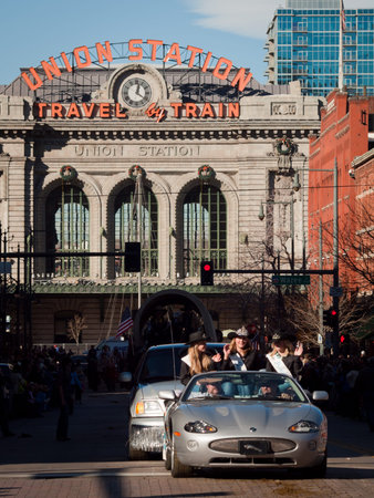 The 2012 National Western Stock Show Parade, travels up 17 Street in downtown Denver, Colorado.のeditorial素材