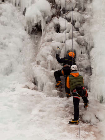 Ice climbing lesson in Ice Park, Ouray.のeditorial素材