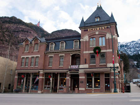 Old hotel in small mountain town of Ouray, Colorado.のeditorial素材