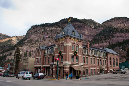 Old hotel in small mountain town of Ouray, Colorado.のeditorial素材