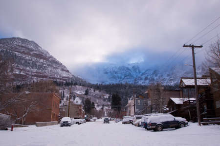 Winter view of Ouray, Colorado.のeditorial素材