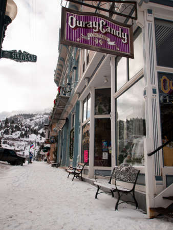 Winter view of Ouray, Colorado.のeditorial素材