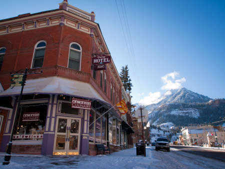 Winter view of Ouray, Colorado.のeditorial素材