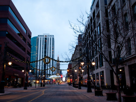 Denver skyline at blue hour.のeditorial素材