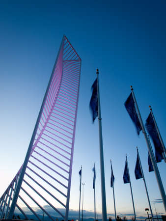 The Denver Tech Center is symbolized by the DTC Identity Monument, which meant to resemble the framework of a skyscraper.のeditorial素材