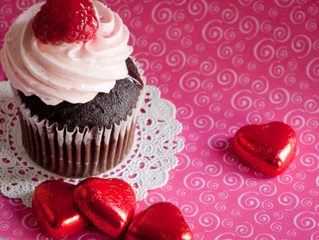 Gourmet cupcake on color backround.