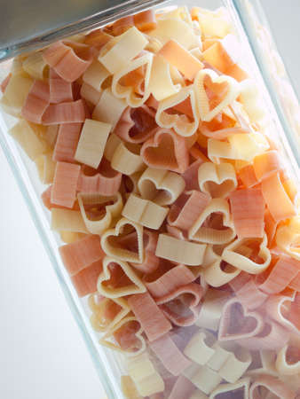 Heart shaped noodles for Valentineの写真素材