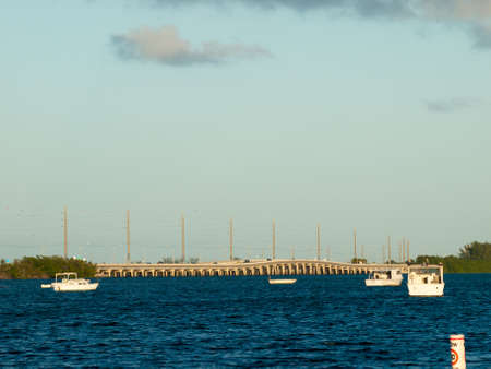 A view of bridge from Stock Island, Florida.の写真素材
