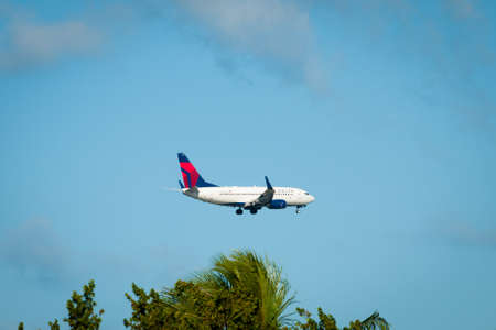 Airplane flying over Key West, Florida.のeditorial素材