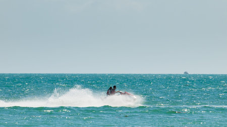 Riding jet ski at Key West, Florida.のeditorial素材