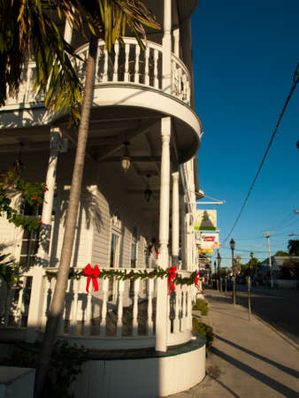 Hose decorated for Christmas on Key West, Florida.のeditorial素材