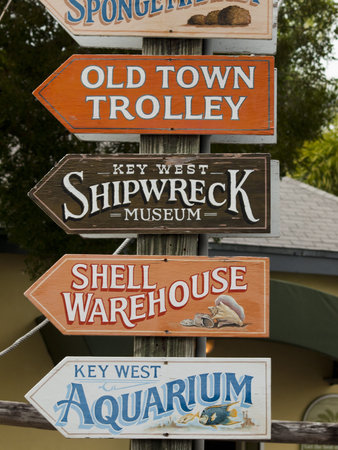 Direction sign on Mallory Square at Key West, Florida.