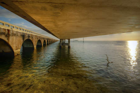 The Seven Mile Bridge is a famous bridge in the Florida Keys.の写真素材