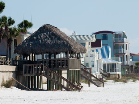 Beach houses at Mexico Beach, Florida.のeditorial素材