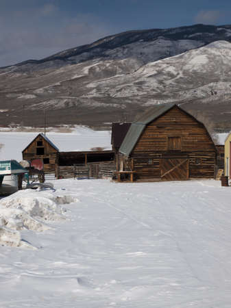Old barn on farm in Colorado.のeditorial素材