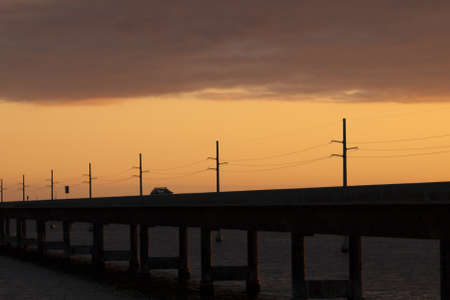 The Seven Mile Bridge is a famous bridge in the Florida Keys.のeditorial素材