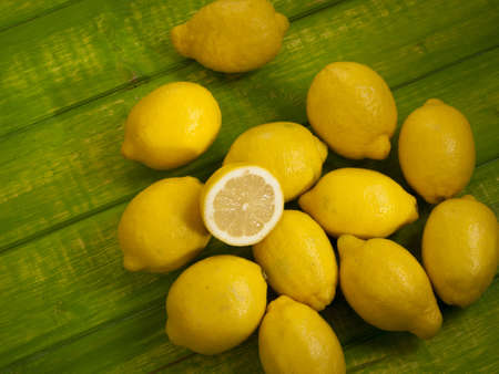 Group of yellow fresh lemons.の写真素材
