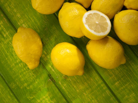 Group of yellow fresh lemons.の写真素材