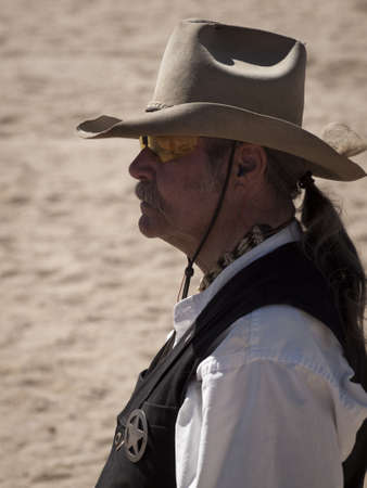 Cowboy Action Shooting Club. The firearms used are based on those which existed in the 19th century American West, i.e. lever action rifle, single action revolver, and shotgun.のeditorial素材