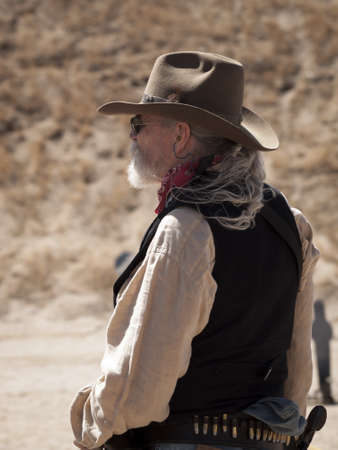 Cowboy Action Shooting Club. The firearms used are based on those which existed in the 19th century American West, i.e. lever action rifle, single action revolver, and shotgun.のeditorial素材