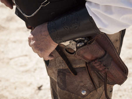 Cowboy Action Shooting Club. The firearms used are based on those which existed in the 19th century American West, i.e. lever action rifle, single action revolver, and shotgun.のeditorial素材