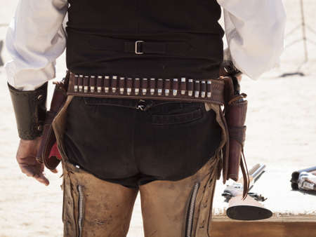 Cowboy Action Shooting Club. The firearms used are based on those which existed in the 19th century American West, i.e. lever action rifle, single action revolver, and shotgun.のeditorial素材