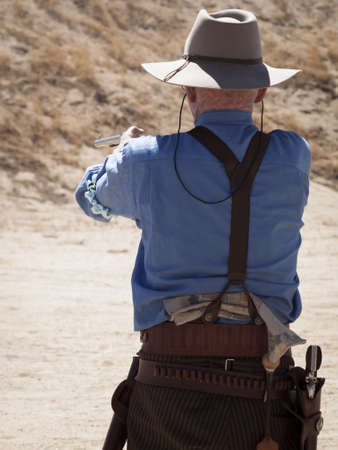 Cowboy Action Shooting Club. The firearms used are based on those which existed in the 19th century American West, i.e. lever action rifle, single action revolver, and shotgun.のeditorial素材