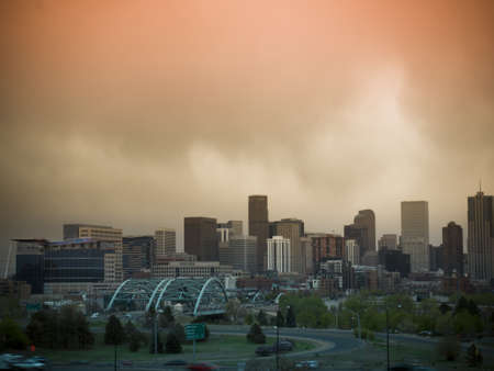 Denver skyline at blue hour.のeditorial素材