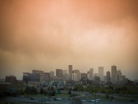 Denver skyline at blue hour.のeditorial素材