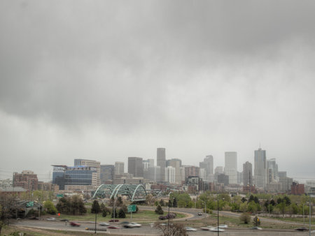 Denver skyline at blue hour.のeditorial素材