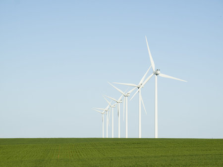 Wind turbines farm in Limon, Colorado.の写真素材