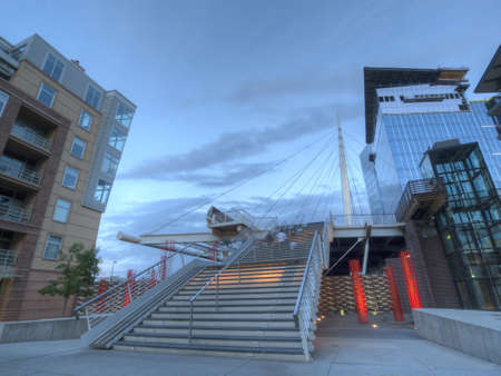 Denver Millennium Bridge at sunset.のeditorial素材