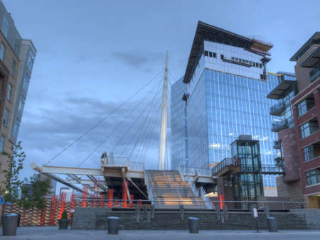 Denver Millennium Bridge at sunset.のeditorial素材