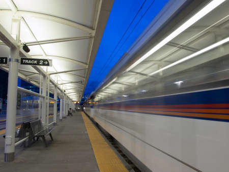 Union Station Lightrail stop in Denver, Colorado.のeditorial素材