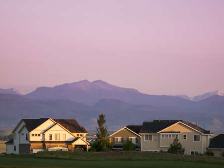 Suburban subdivision in town of Erie, Colorado.の写真素材