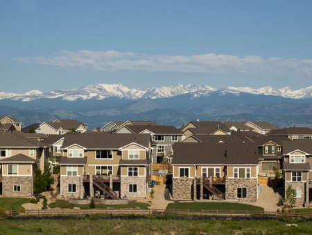 Suburban subdivision in town of Erie, Colorado.の写真素材