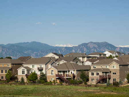 Suburban subdivision in town of Erie, Colorado.の写真素材