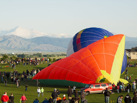 2012 Erie Town Fair and Balloon Festival. The balloon event is part of a day long street fair in the town of Erie.のeditorial素材
