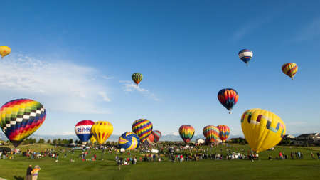 2012 Erie Town Fair and Balloon Festival. The balloon event is part of a day long street fair in the town of Erie.のeditorial素材
