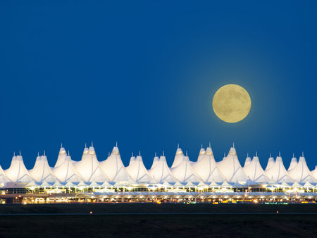Denver International Airport  at night.のeditorial素材