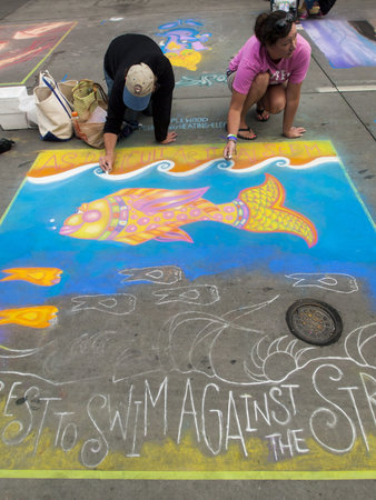 2012 Denver Chalk Art Festival on Larimer Square. Denver, Colorado.のeditorial素材