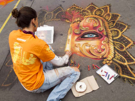 2012 Denver Chalk Art Festival on Larimer Square. Denver, Colorado.のeditorial素材