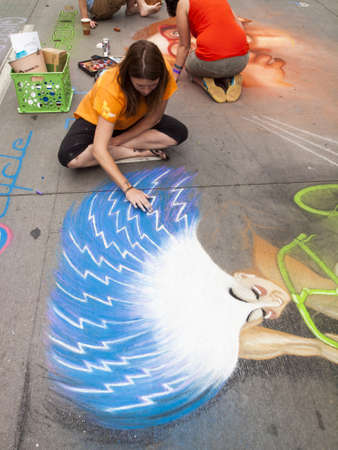 2012 Denver Chalk Art Festival on Larimer Square. Denver, Colorado.のeditorial素材